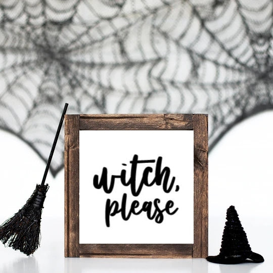 Halloween Wood Sign Witch Tiered Tray Decor Witch Please